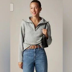 J.Crew Light Gray 100% Cotton Quarter-zip Sweatshirt